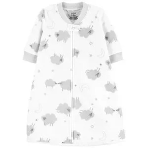 Carter's Sleep Bag Sleep Sack White With Grey Sheep NWOT - Picture 1 of 4